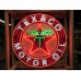 New Texaco Gasoline Motor Oils Porcelain Neon Sign - 48" Diameter